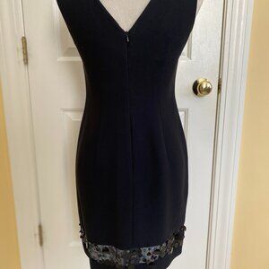 Jones New York black cocktail dress, sleeveless, sequin hem, 4P